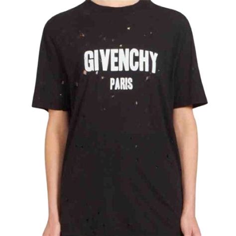 givenchy black and white split shirt|Givenchy t shirt with holes.